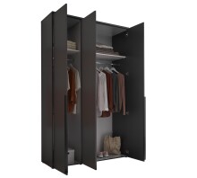 Drehtürenschrank >Kevo< 2 Böden, 2 Stangen, Graphit, Dekor - 135x225x52cm (BxHxT)