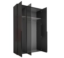 Drehtürenschrank >Kevo< 2 Böden, 2 Stangen, Spiegel, Graphit, Dekor - 135x225x52cm (BxHxT)