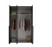 Drehtürenschrank >Kevo< 2 Böden, 2 Stangen, Spiegel, Graphit, Dekor - 135x225x52cm (BxHxT)