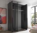 Drehtürenschrank >Kevo< 2 Böden, 2 Stangen, Spiegel, Graphit, Dekor - 135x225x52cm (BxHxT)