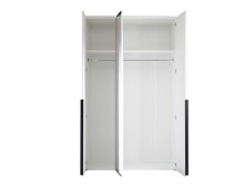 Drehtürenschrank >Kevo< 2 Böden, 2 Stangen, Spiegel, Weiß, Dekor - 135x225x52cm (BxHxT)