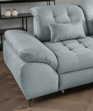 Polsterecke >Devland< Schlaffunktion, Stauraum, Cord Aqua - 273x105x189cm (BxHxT)