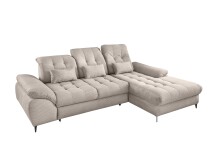 Polsterecke >Devland< Schlaffunktion, Kopfteilverstellung, Cord beige - 273x105x189cm BxHxT