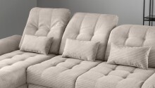 Polsterecke >Devland< Schlaffunktion, Kopfteilverstellung, Cord beige - 273x105x189cm BxHxT