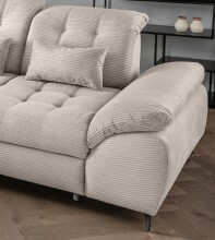 Polsterecke >Devland< Schlaffunktion, Kopfteilverstellung, Cord beige - 273x105x189cm BxHxT