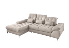 Polsterecke >Devland< Schlaffunktion, Kopfteilverstellung, Cord beige - 273x105x189cm BxHxT