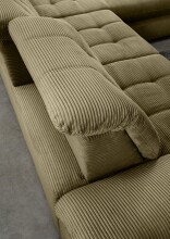 Polsterecke >Devland< Schlaffunktion, Kopfteilverstellung, Cord olive - 273x105x189cm BxHxT