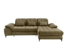 Polsterecke >Devland< Schlaffunktion, Kopfteilverstellung, Cord olive - 273x105x189cm BxHxT