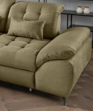 Polsterecke >Devland< Schlaffunktion, Kopfteilverstellung, Cord olive - 273x105x189cm BxHxT