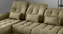 Polsterecke >Devland< Schlaffunktion, Kopfteilverstellung, Cord olive - 273x105x189cm BxHxT