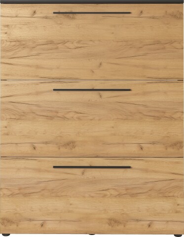 Schuhkipper >GW-WILDOMAR< 3 Klappen, Graphit / Navarra-Eiche-Dekor - 100x127x19cm (BxHxT)