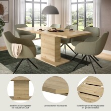 Kulissen-Esstisch >Motion< ausziehbar 190cm, artisan oak Dekor - 150/190x76x90cm (BxHxT)