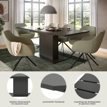Kulissen-Esstisch >Motion< ausziehbar 190cm, Grau - 150/190x76x90cm (BxHxT)