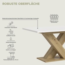 Kulissen-Esstisch >Motion< ausziehbar 190cm, weiß / artisan Dekor - 150/190x76x90cm (BxHxT)