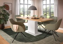 Kulissen-Esstisch >Motion< ausziehbar 190cm, weiß / artisan Eiche Dekor - 150/190x76x90cm (BxHxT)