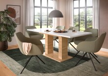 Kulissen-Esstisch >Motion< ausziehbar 190cm, weiß / artisan Eiche Dekor - 150/190x76x90cm (BxHxT)