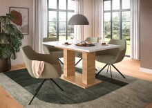 Kulissen-Esstisch >Motion< ausziehbar 190cm, weiß / artisan Eiche Dekor - 150/190x76x90cm (BxHxT)