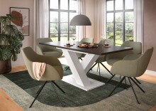 Kulissen-Esstisch >Motion< ausziehbar 190cm, Grau / Weiß - 150/190x76x90cm (BxHxT)