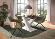 Kulissen-Esstisch >Motion< ausziehbar 190cm, Grau / Weiß - 150/190x76x90cm (BxHxT)