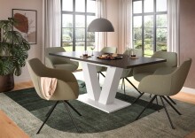 Kulissen-Esstisch >Motion< ausziehbar 190cm, Grau / Weiß - 150/190x76x90cm (BxHxT)