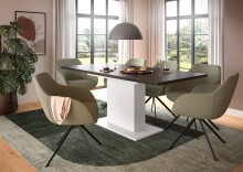 Kulissen-Esstisch >Motion< ausziehbar 190cm, Grau / Weiß - 150/190x76x90cm (BxHxT)