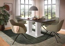 Kulissen-Esstisch >Motion< ausziehbar 190cm, Grau / Weiß - 150/190x76x90cm (BxHxT)
