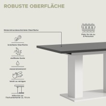 Kulissen-Esstisch >Motion< ausziehbar 190cm, Grau / Weiß - 150/190x76x90cm (BxHxT)
