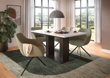 Kulissen-Esstisch >Motion< ausziehabar 190cm, Grau / Weiß - 150/190x76x90cm (BxHxT)