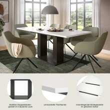 Kulissen-Esstisch >Motion< ausziehabar 190cm, Grau / Weiß - 150/190x76x90cm (BxHxT)