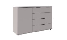Schlafzimmer-Set >Tilburg< (5tlg. ) Schrank, Bett 168x92x210cm, Kommoden, Saharagrau, Abs. Grafit