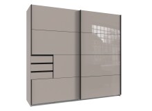 Schlafzimmer-Set >Tilburg< (4tlg.) Schrank, Bett 168x92x210cm, Nachtkommoden, Saharagrau / Grafit