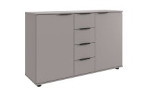 Schlafzimmer-Set >Tilburg< (5tlg.) Bett 168x92x210cm, Schrank, Kommoden, Saharagrau / Grafit