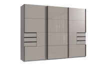 Schlafzimmer-Set >Tilburg< (4tlg.) Bett 168x92x210cm, Schrank, Nachtkommoden, Saharagrau / Grafit
