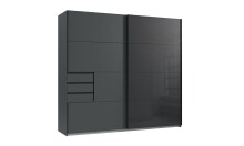 Schlafzimmer-Set >Tilburg< (4tlg.) Bett 168x92x210cm, Schrank, 2 Nachtkommoden, in Grafit