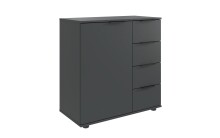 Schlafzimmer-Set >Tilburg< (5tlg.) Bett 188x92x210cm, Schrank, 2 Nachtkommoden, Kommode, Grafit