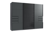 Schlafzimmer-Set >Tilburg< (5tlg.) Bett 188x92x210cm, Schrank, 2 Nachtkommoden, Sideboard, Grafit