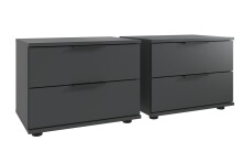 Schlafzimmer-Set >Tilburg< (5tlg.) Bett 188x92x210cm, Schrank, 2 Nachtkommoden, Kommode, Grafit