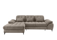 Polsterecke >Devland< Schlaffunktion, Stauraum, Cord grau-braun - 273x105x189cm (BxHxT)