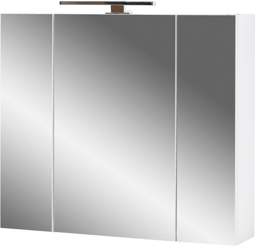 Badezimmerspiegelschrank >2754< 3 Spiegeltüren, Türdämpfung, Weiß - 76x71x23cm (BxHxT)