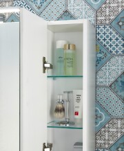 Badezimmerspiegelschrank >2754< 3 Spiegeltüren, Türdämpfung, Weiß - 76x71x23cm (BxHxT)