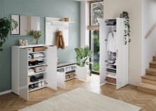Schuhschrank >GW-GENOVA< 2 Türen, 5 Böden, Glas / Weiß - 87x120x40cm (BxHxT)