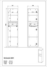 Seitenschrank >GW-LEMONT< 2 Türen, 1 Schublade, Dämpfung, Steingrau - 33x121x34cm (BxHxT)