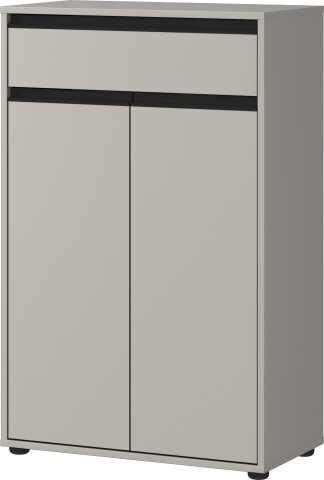 Badkommode >GW-LEMONT< Türen & Schublade mit Soft-Close, Steingrau - 63x98x34cm (BxHxT)