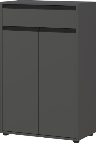 Badkommode >GW-LEMONT< Türen & Schublade mit Soft-Close, Graphit - 63x98x34cm (BxHxT)