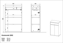 Badkommode >GW-LEMONT< Türen & Schublade mit Soft-Close, Graphit - 63x98x34cm (BxHxT)