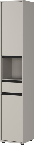Hochschrank >GW-LEMONT< Türen und Schublade mit Dämpfung, Steingrau - 33x181x34cm (BxHxT)