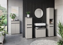 Hochschrank >GW-LEMONT< Türen und Schublade mit Dämpfung, Steingrau - 33x181x34cm (BxHxT)