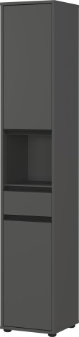 Hochschrank >GW-LEMONT< Türen und Schublade mit Dämpfung, Graphit - 33x181x34cm (BxHxT)