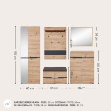 Garderoben-Set >Memphis< (2-teilig) Artisan Eiche Dekor / graphit - 145x192x38 (BxHxT)