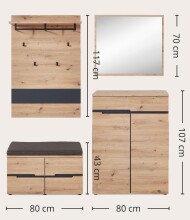Garderoben-Set >Memphis< (4-teilig) Artisan Eiche Dekor / Graphit - 145x192x38 (BxHxT)